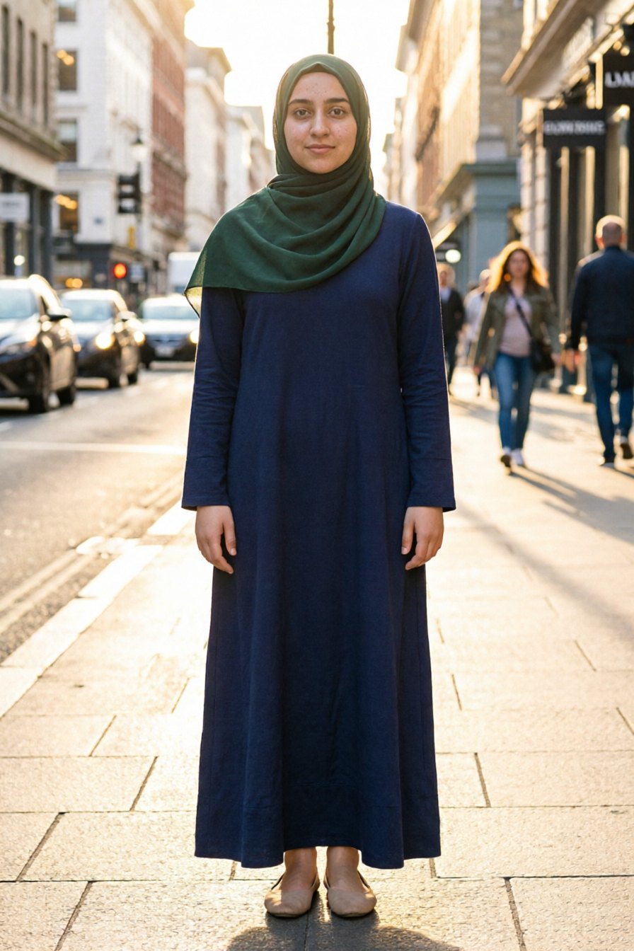 A member — joined with one tap, her own photo, her own pick; dressed the way she dresses, her head covering kept.